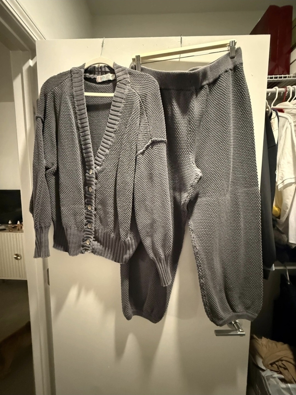Free People Taupe Knit Sweater and Wide-Leg Pants Set, New Without Tags L